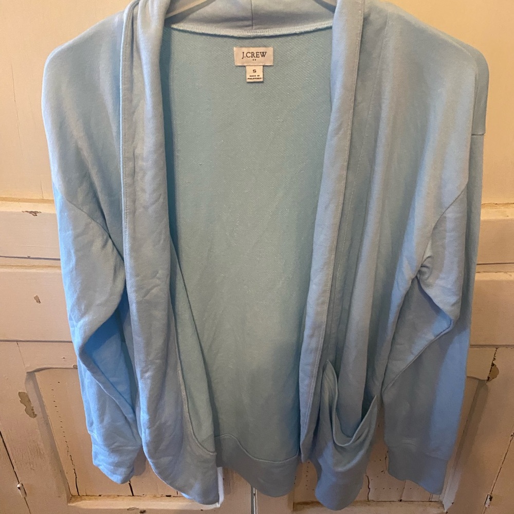 J. Crew Soft Sky Blue Open-Front Cardigan